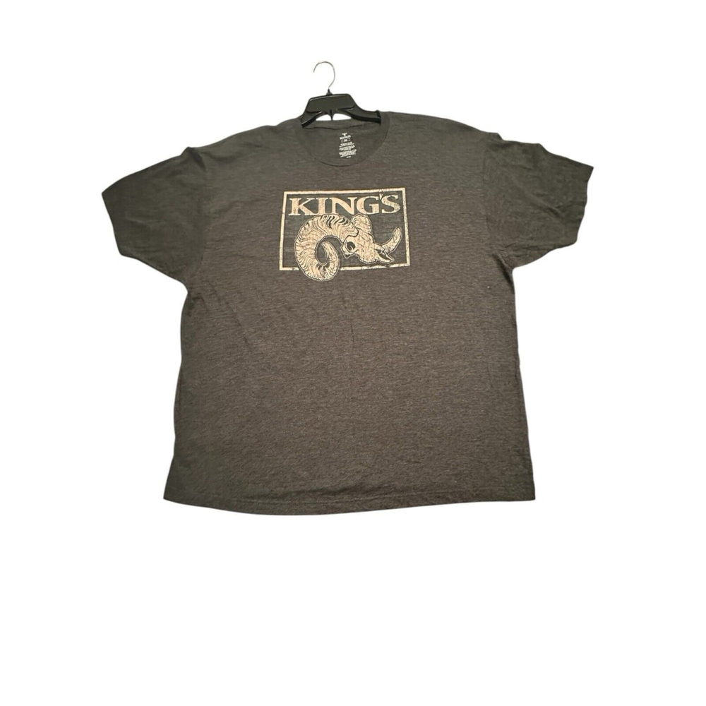 KINGS Mens T-Shirt Gray XXXL / 3X Mountain Goat Skull Horns Ram Short Sleeves - Picture 5 of 14